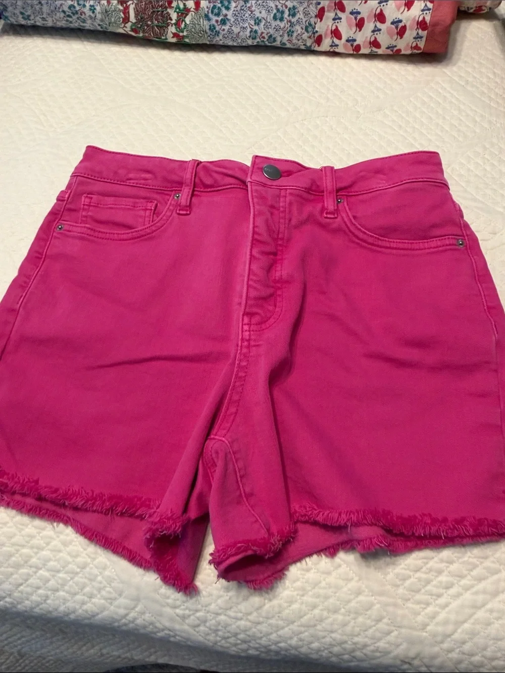 Garment Dyed Hot Pink Denim Shorts by Unknown Brand